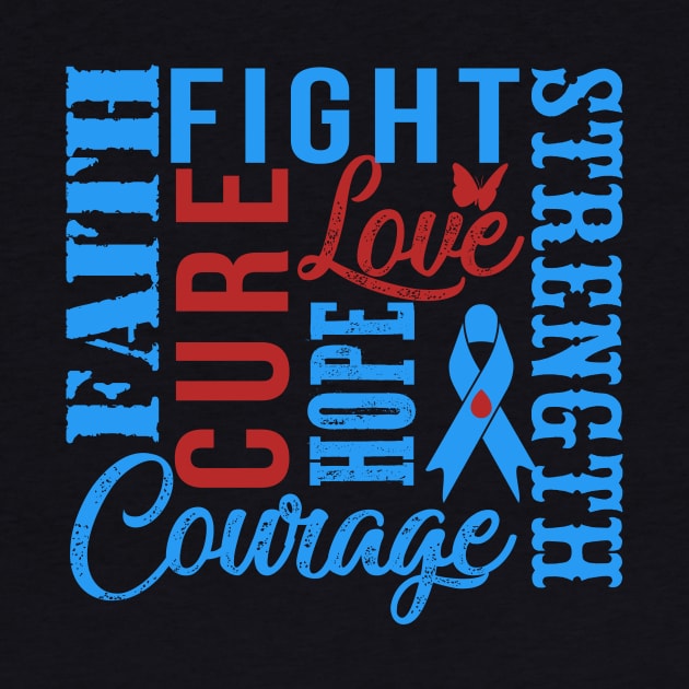 Diabetes Awareness T-Shirt Fight Faith Hope Love Cure Courage Strength by Lones Eiless